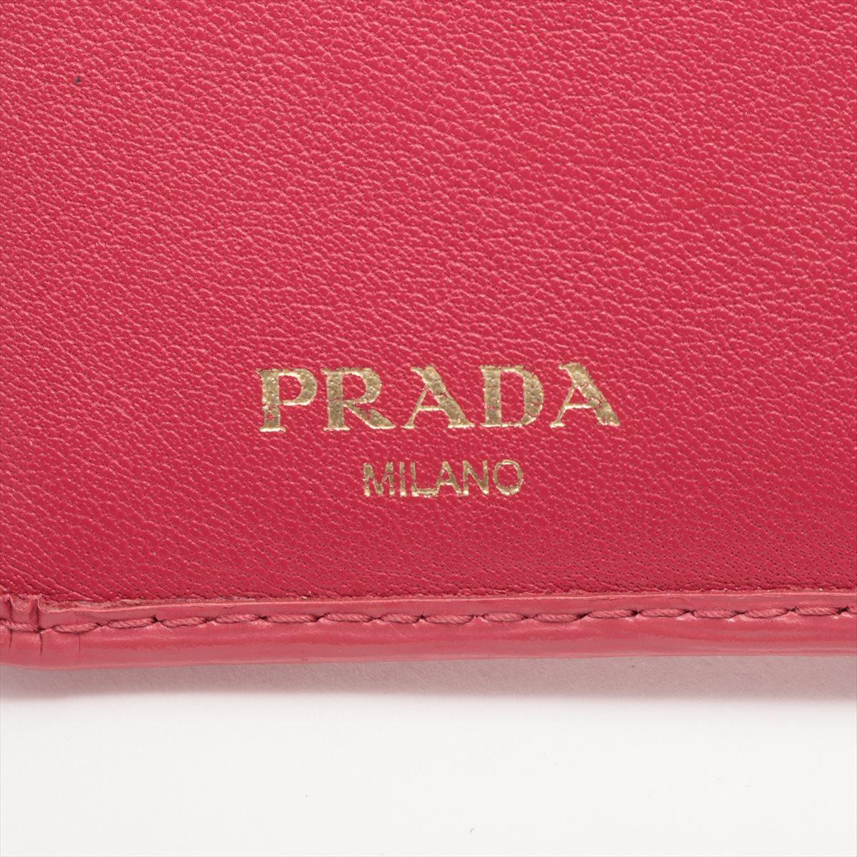 Prada Leather Bi-fold Wallet Pink 4