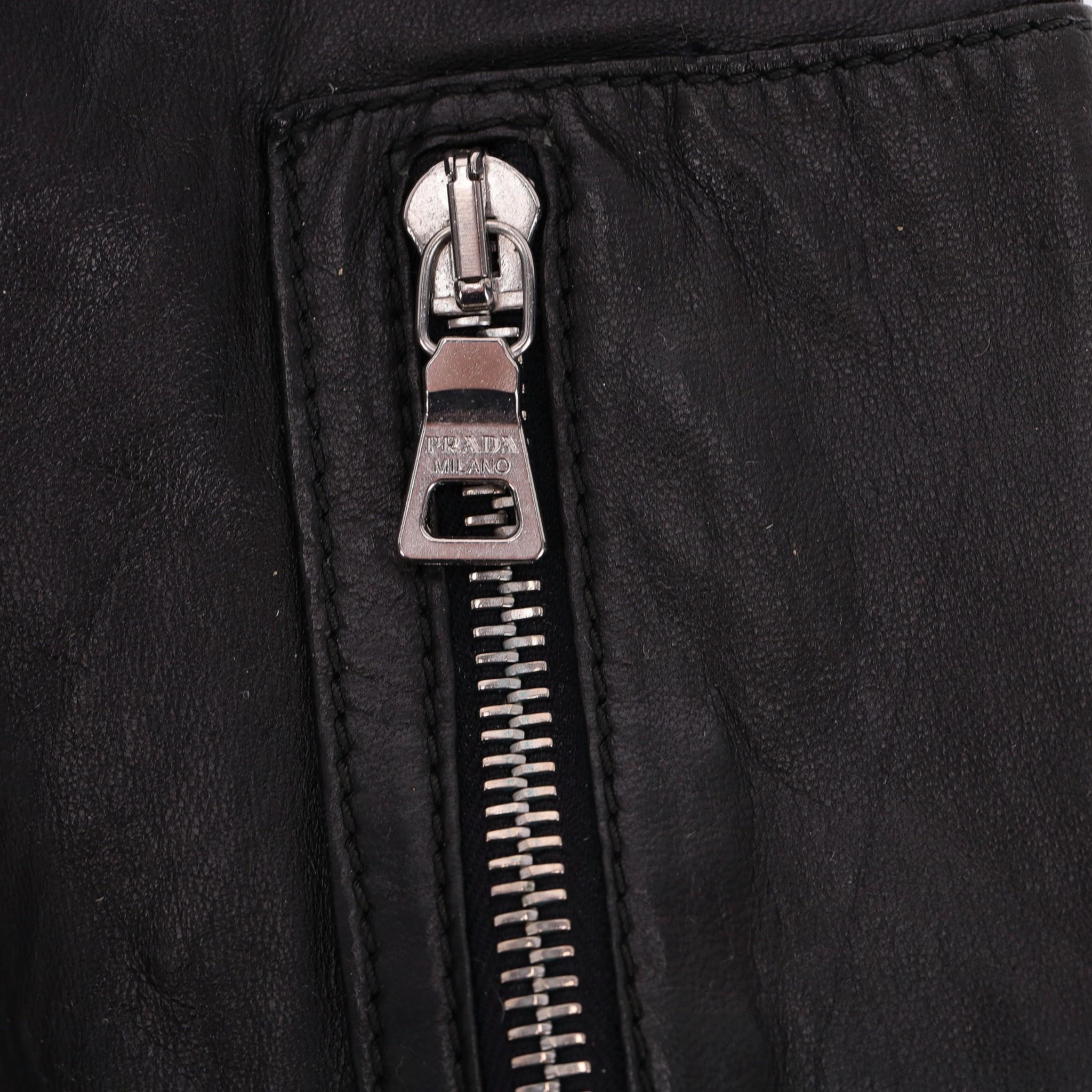 Men's Prada Leather Bomber Jacket For Sale
