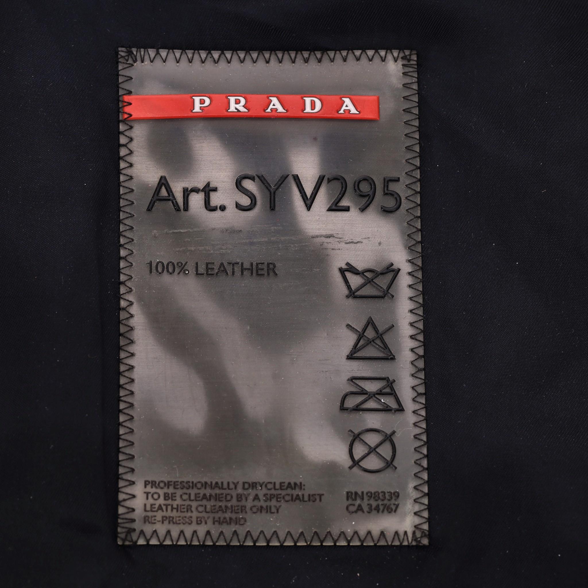 Prada Leather Bomber Jacket For Sale 4