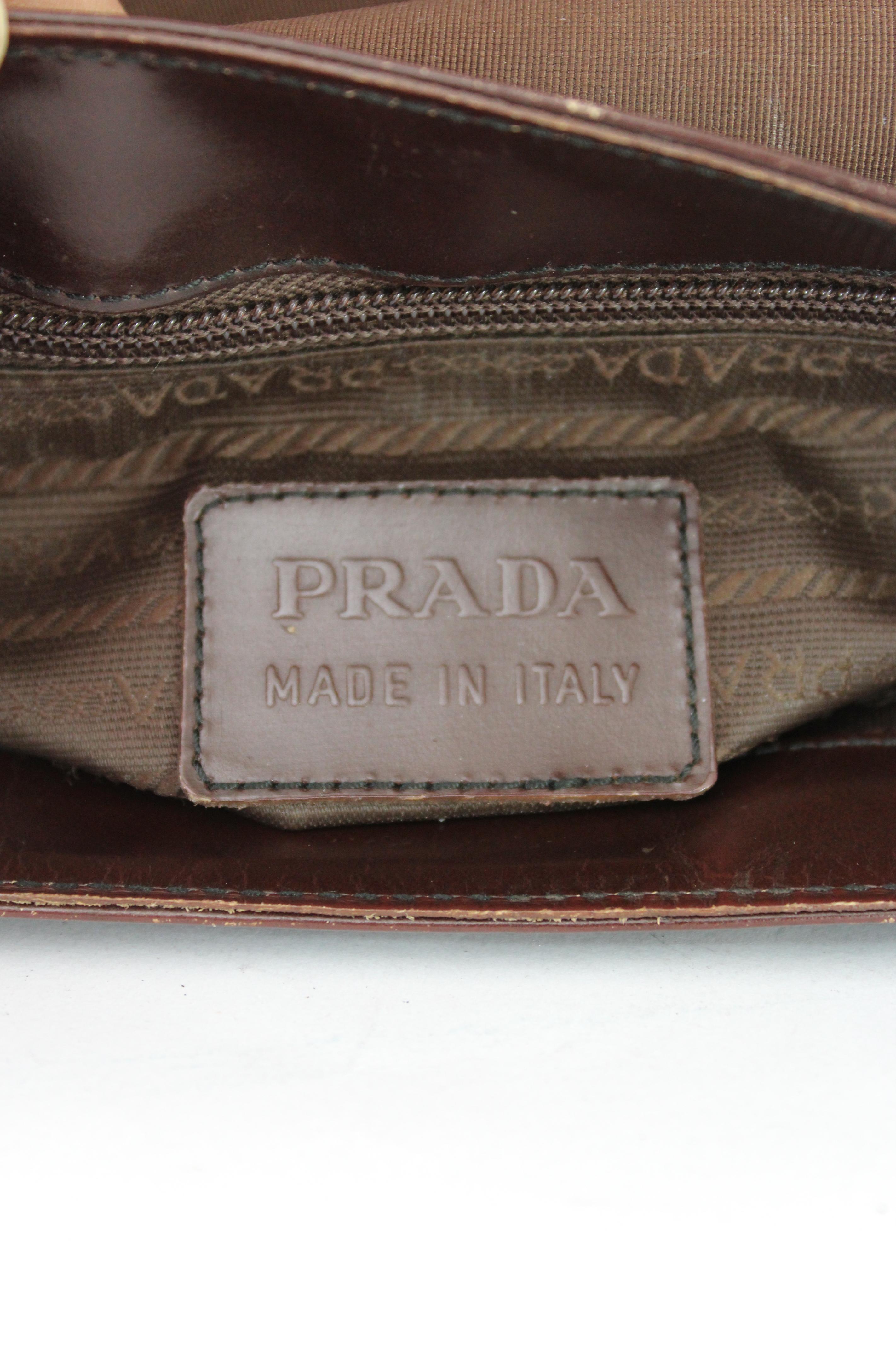 Prada Leather Brown Shoulder Bag 1990s 5