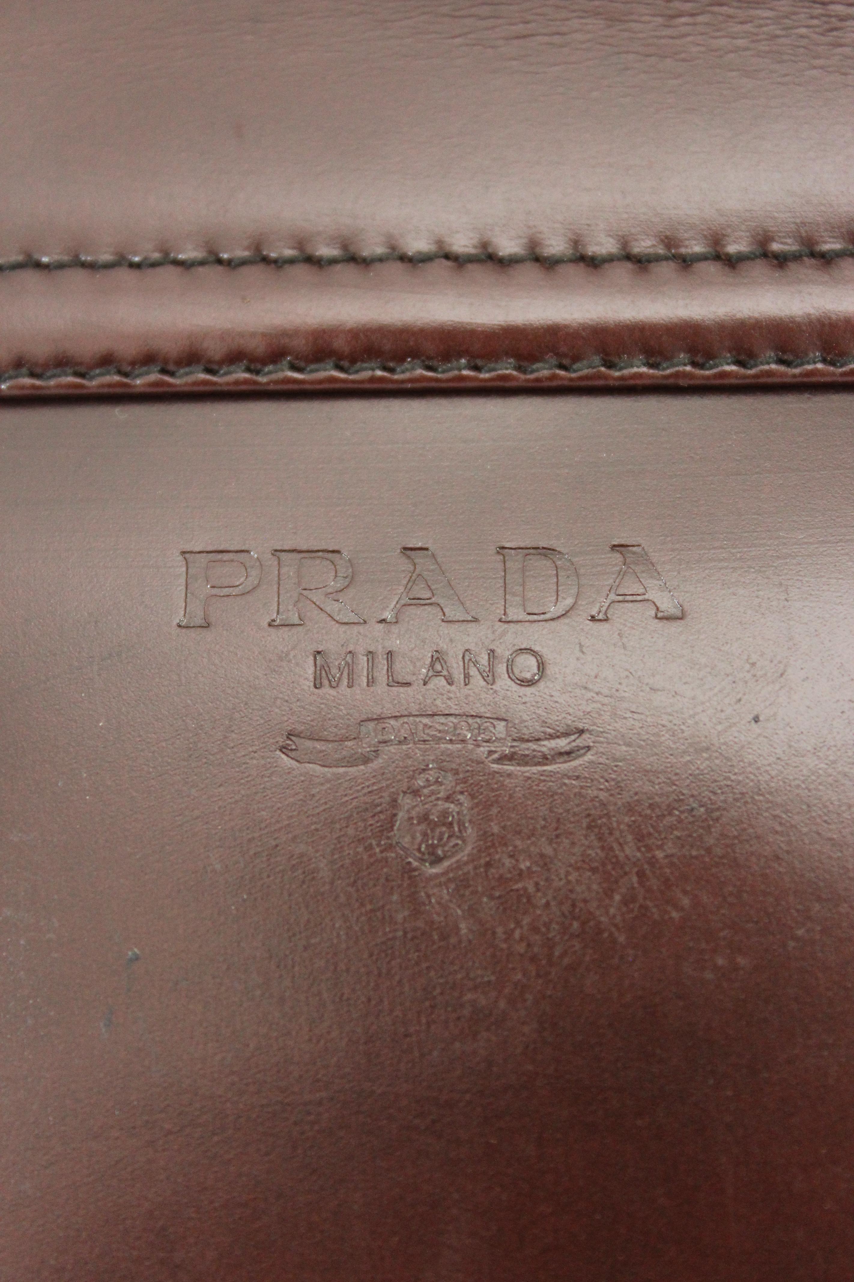 Prada Leather Brown Shoulder Bag 1990s 1