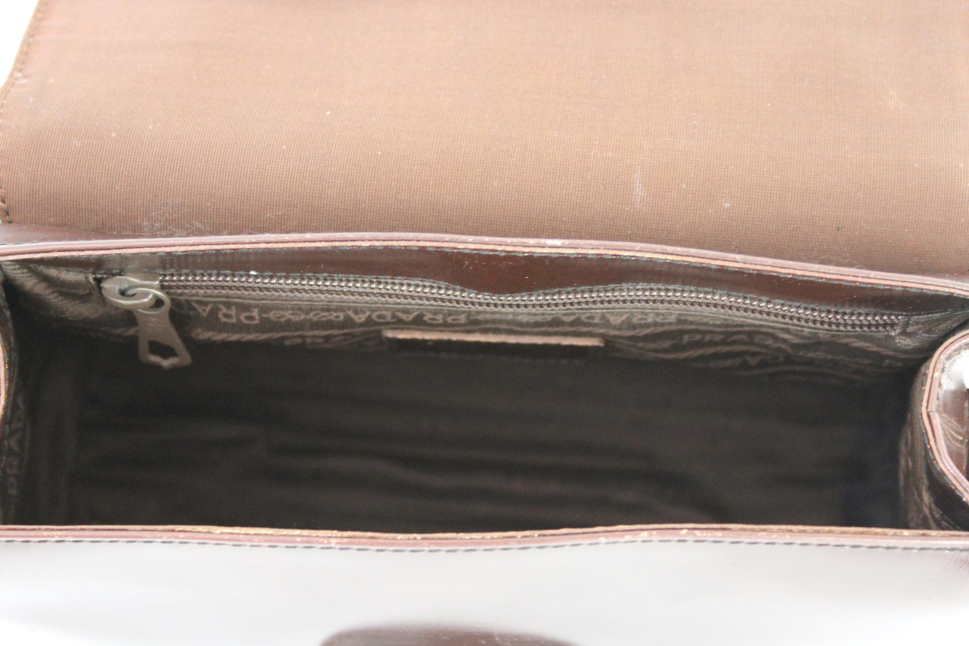 Prada Leather Brown Shoulder Bag 1990s 4