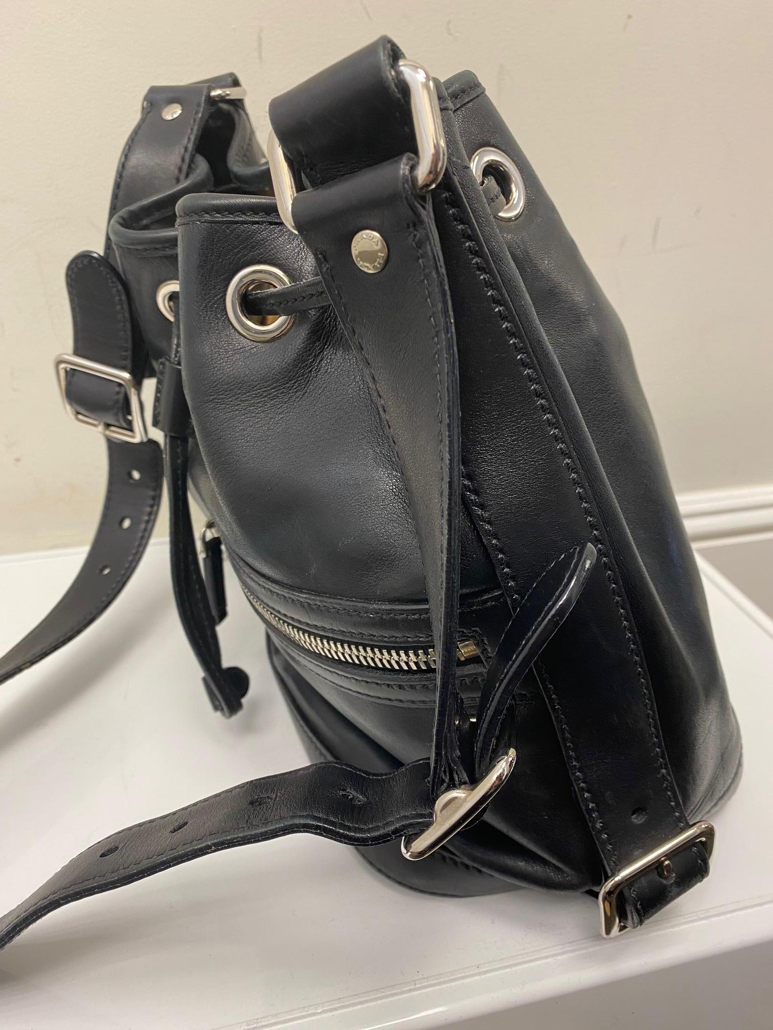 Prada Leather Bucket Bag For Sale 5