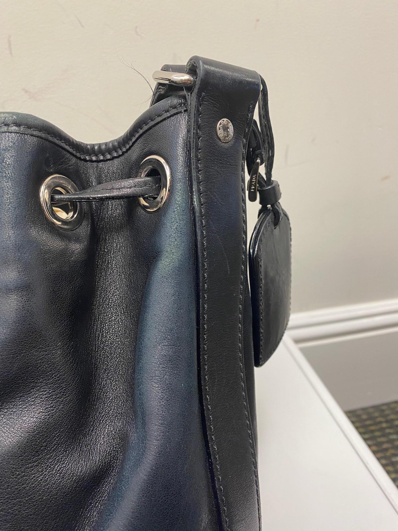 Prada Leather Bucket Bag For Sale 4