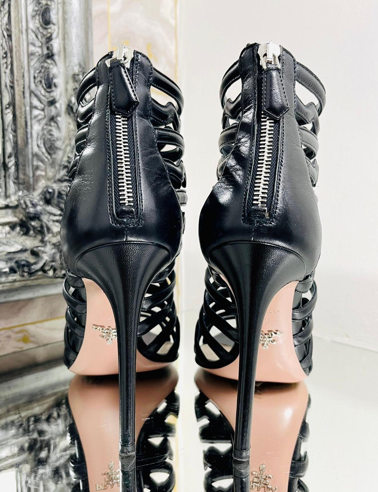 Women's Prada Leather Caged Sandals