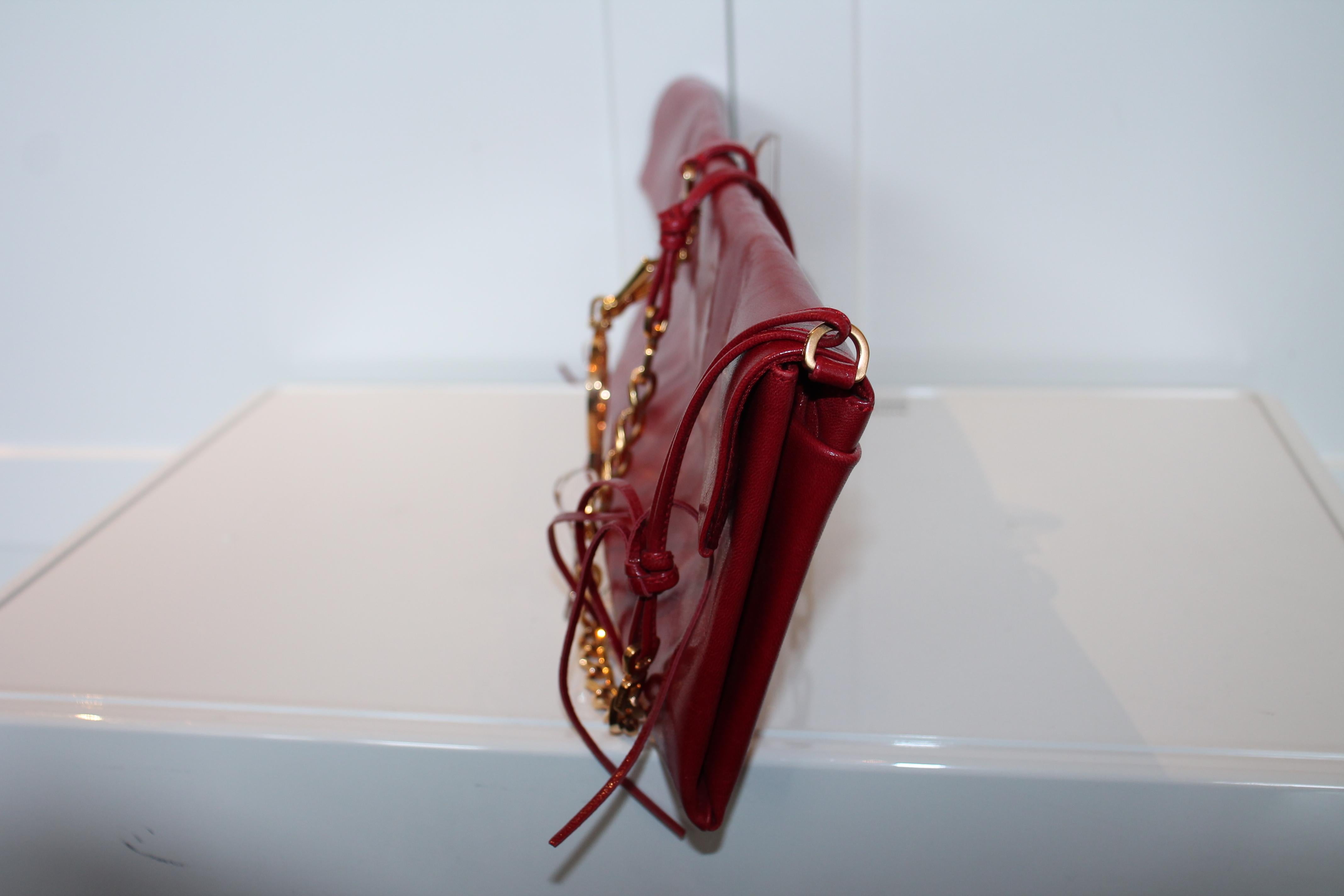 Red Prada Leather Clutch For Sale