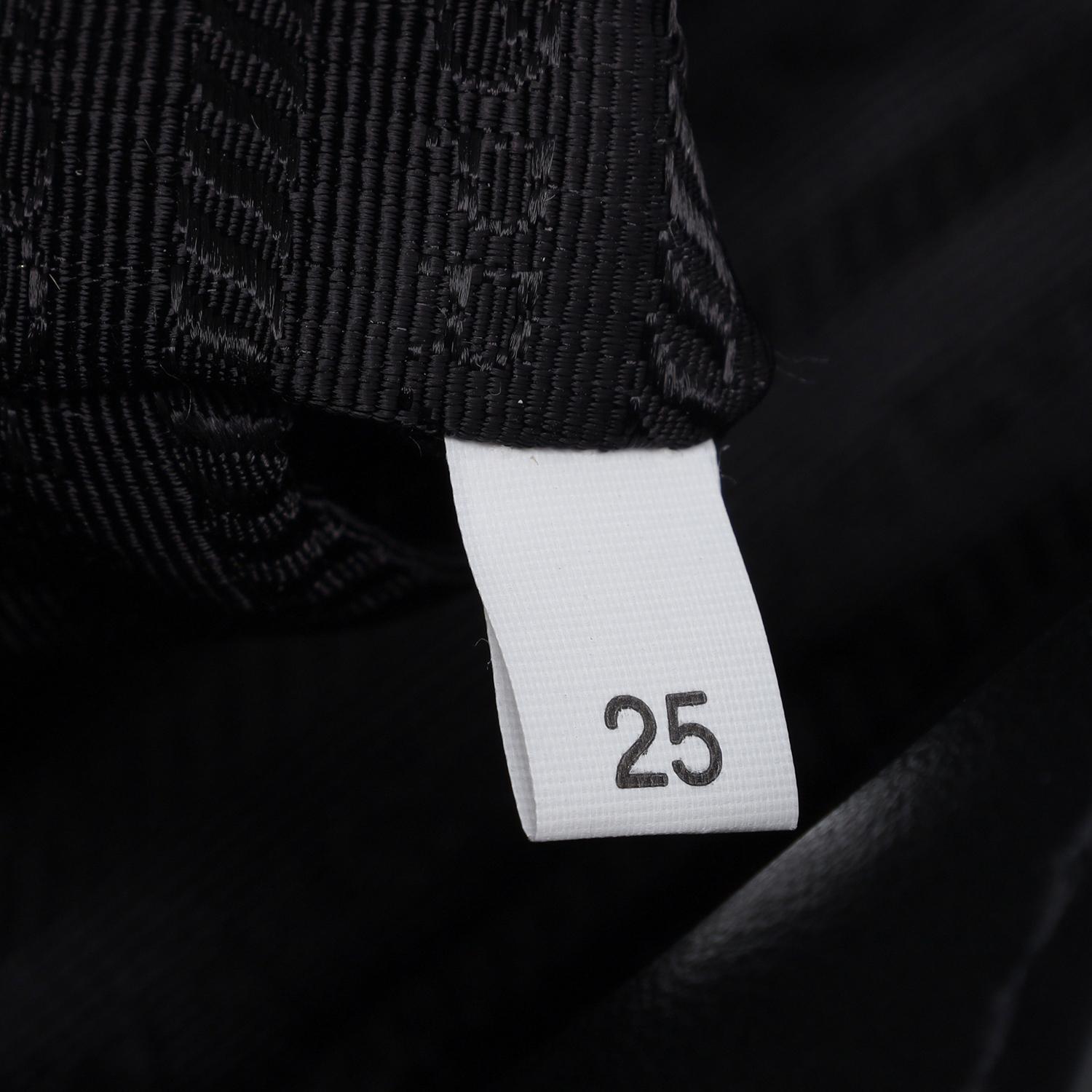 PRADA Leather Double Pocket Drawstring Shoulder Bag Black For Sale 8