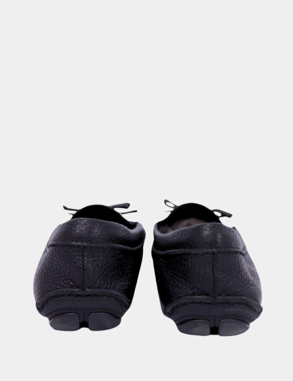 Gray Prada Leather Driving Loafers Size EU 40.5