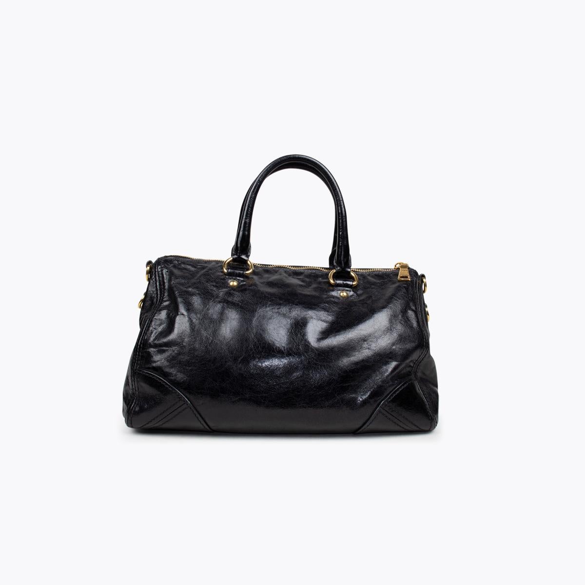 Black Prada Leather Duffle Bag