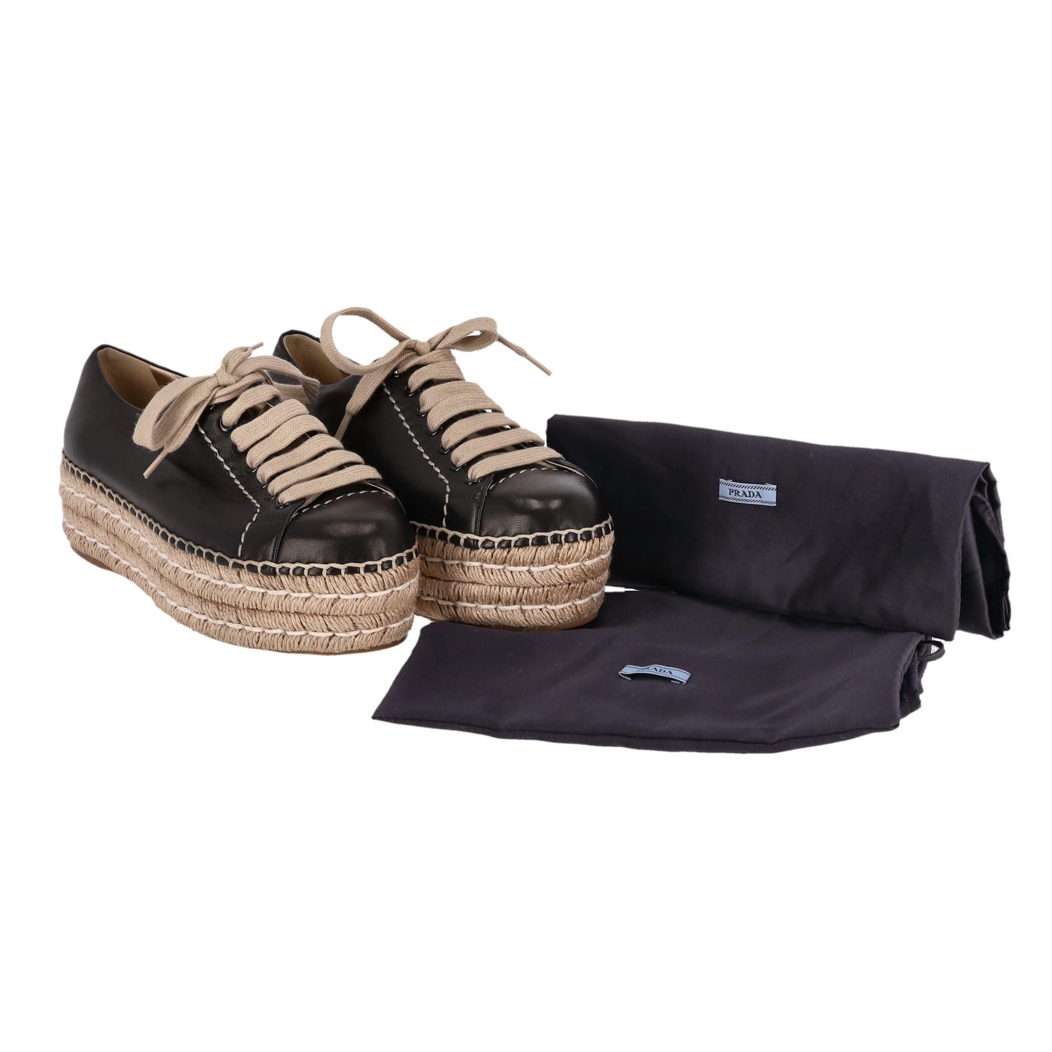 Black Prada Leather Espadrille Sneakers