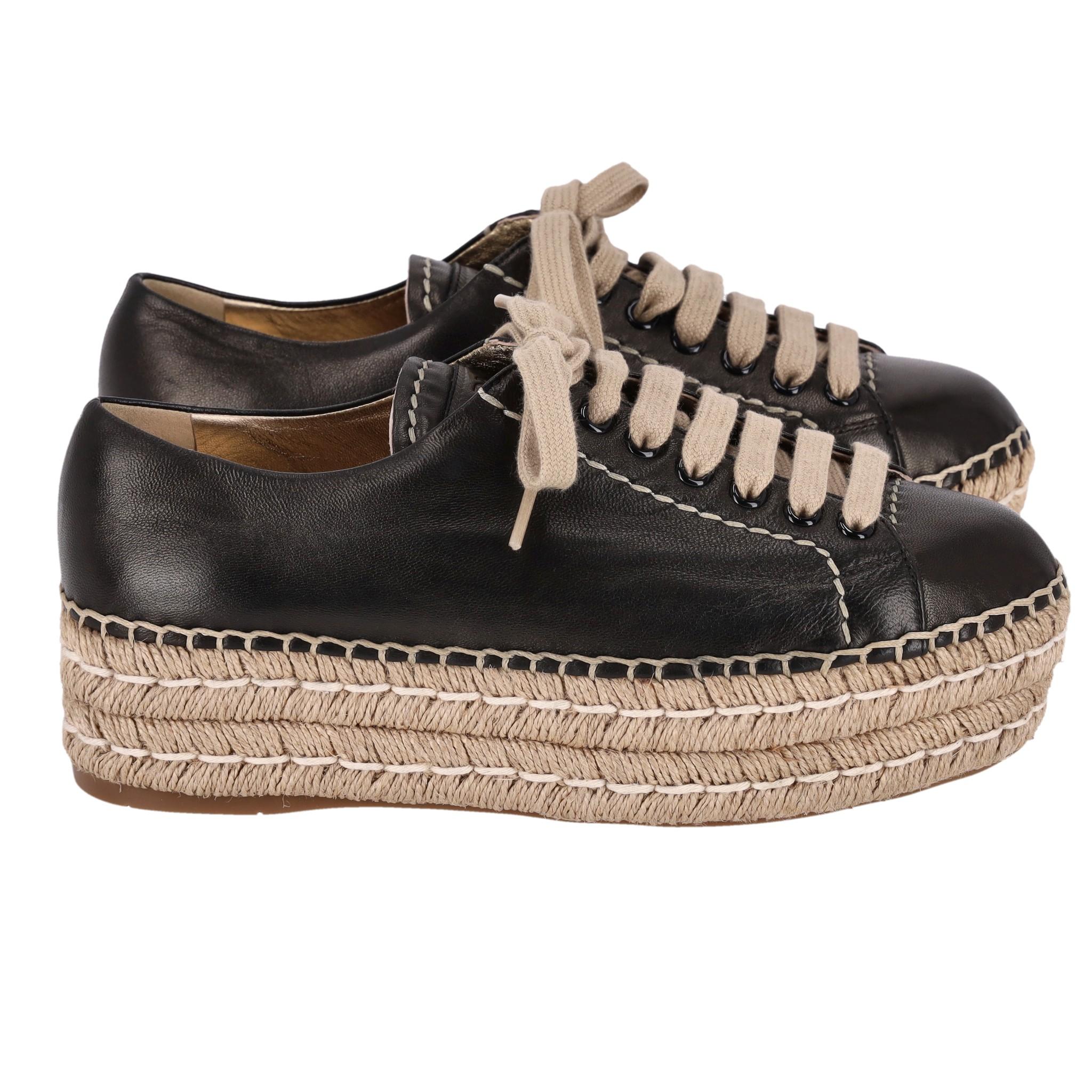 Prada Leather Espadrille Sneakers In Excellent Condition In London, GB