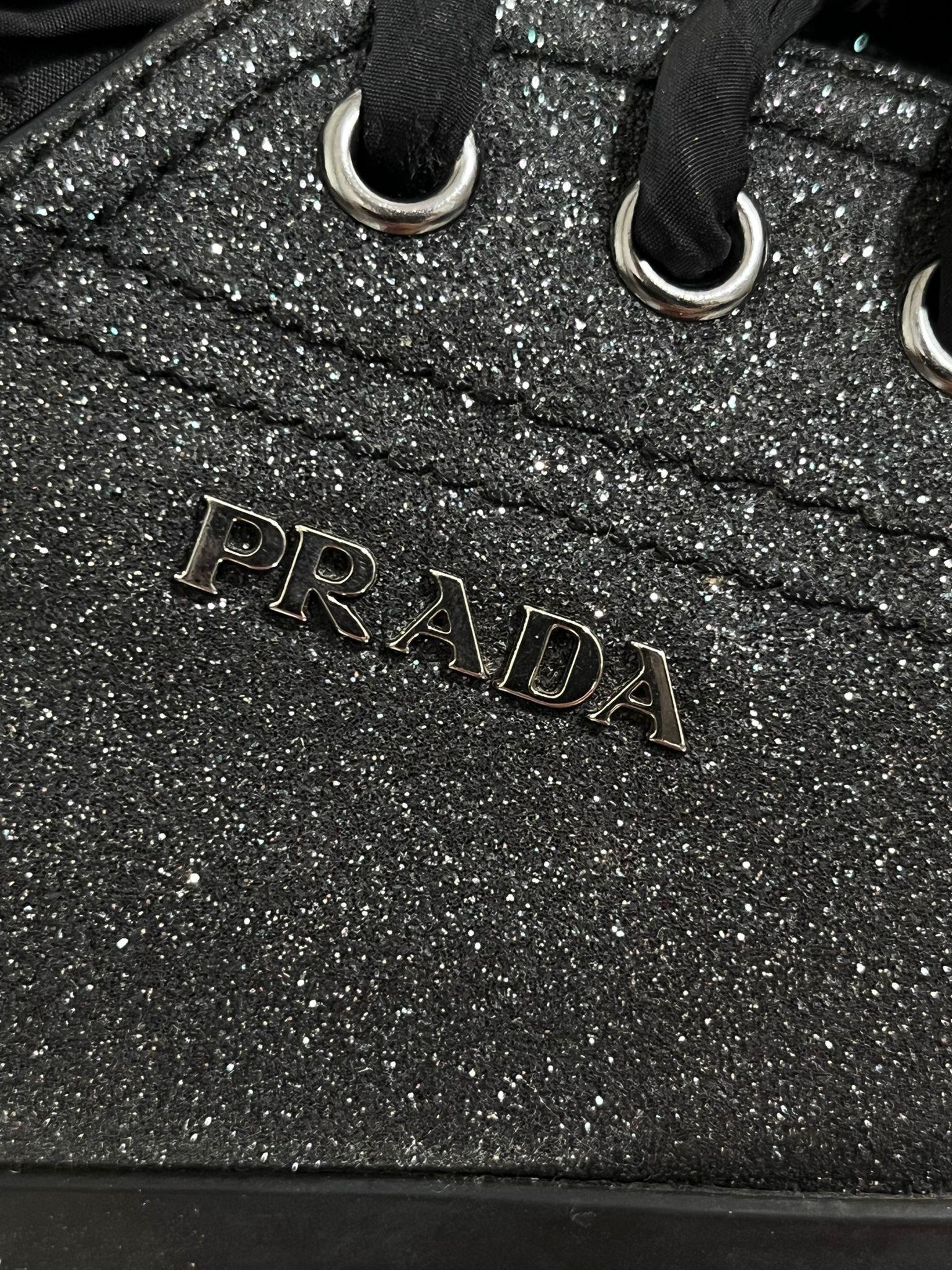 Prada Leather Glitter Sneakers In Good Condition In London, GB