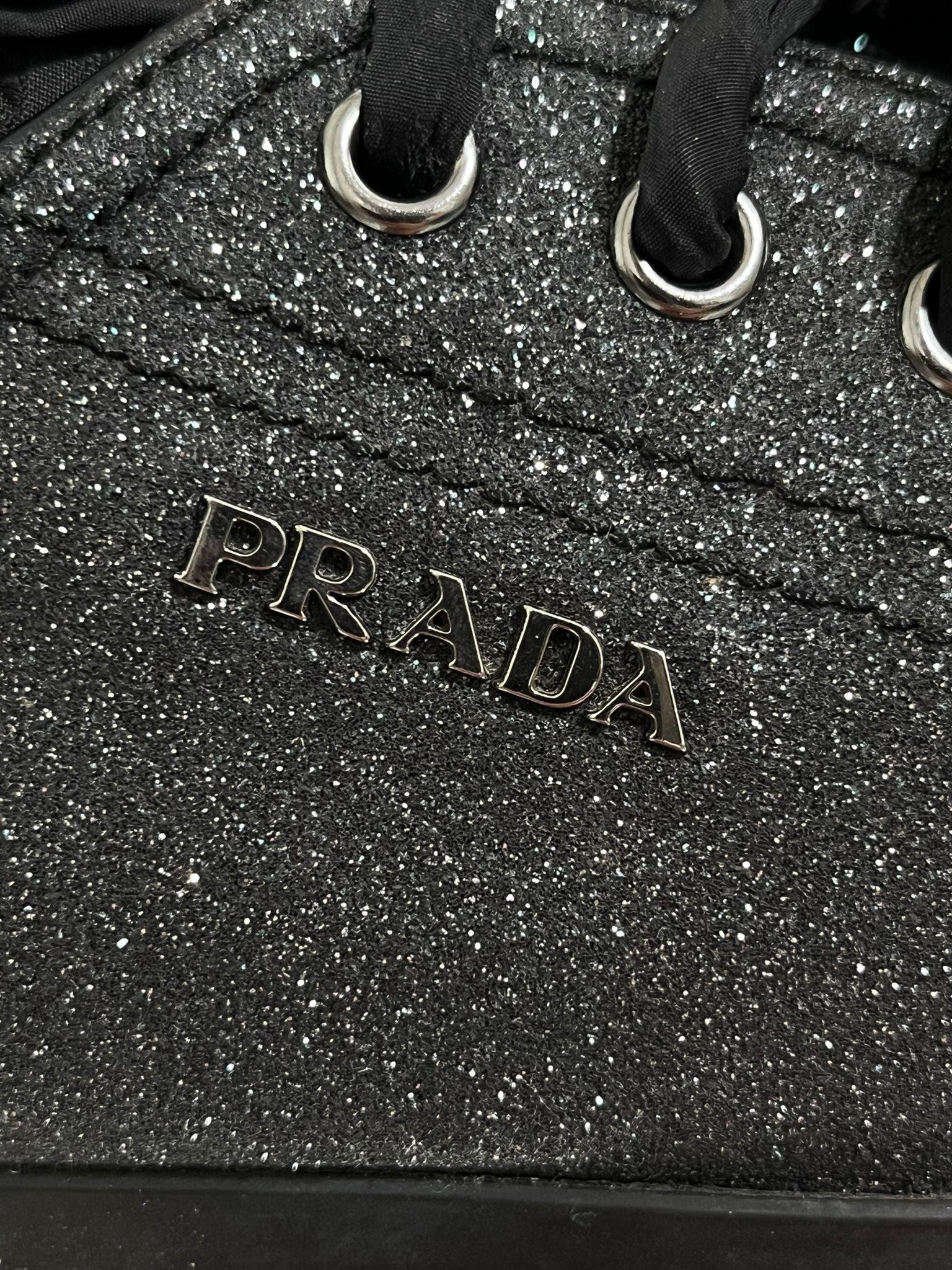 Prada Leather Glitter Sneakers 3