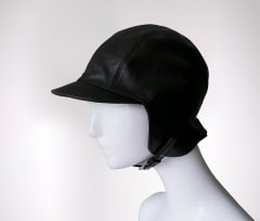 PRADA Leather Hat Rare Cap Visor Equestrian Aviator