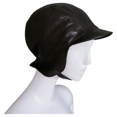 PRADA Leather Hat Rare Cap Visor Equestrian Aviator