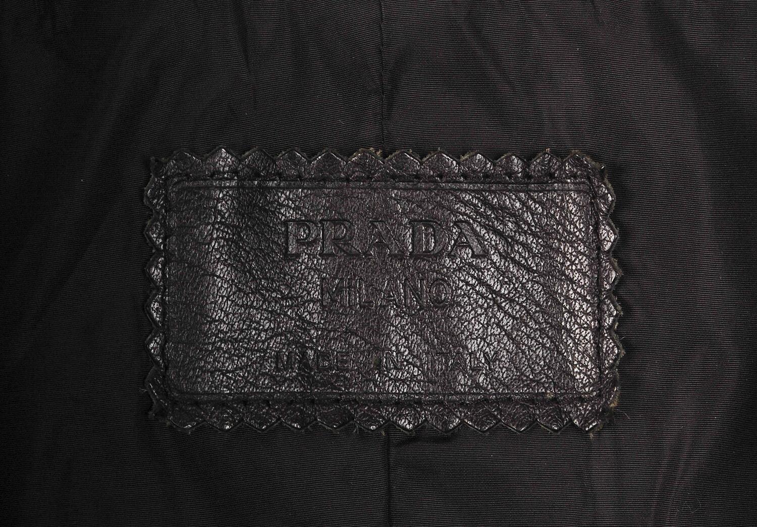 Men's Prada Leather Long Parka Style Buttoned Men Car Over Coat Size 54IT (Large)