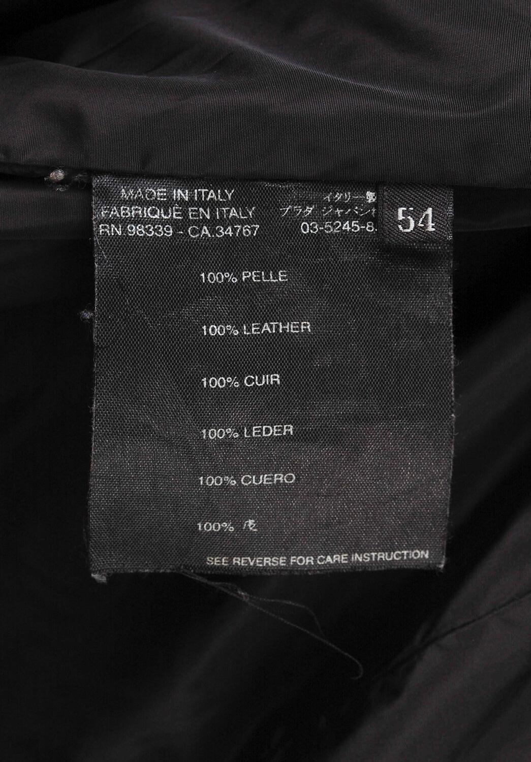 Prada Leather Long Parka Style Buttoned Men Car Over Coat Size 54IT (Large) 1