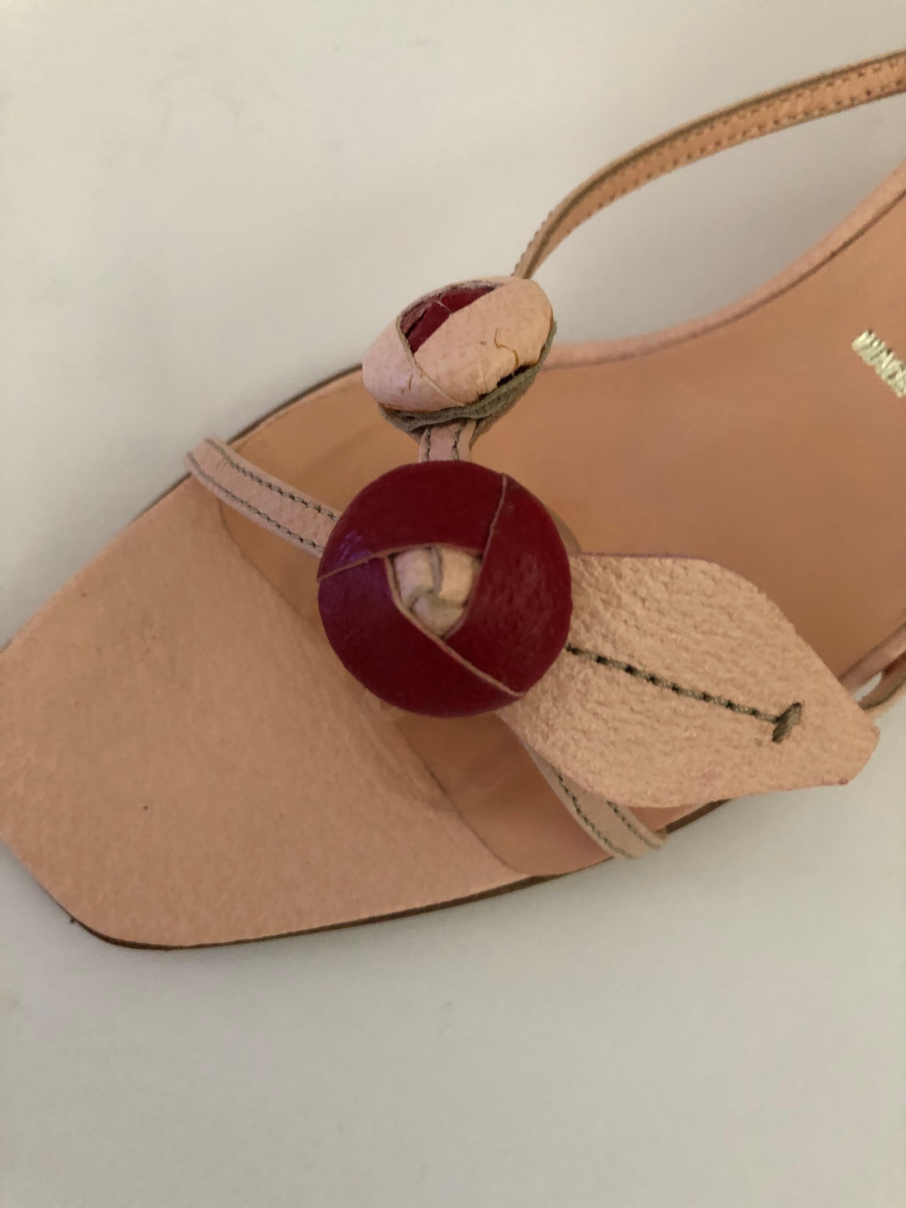 20th Century Prada Leather Pink and Red Berry Vintage Sandals