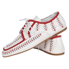 PRADA Leather Printed White Oxfords Flats EU38