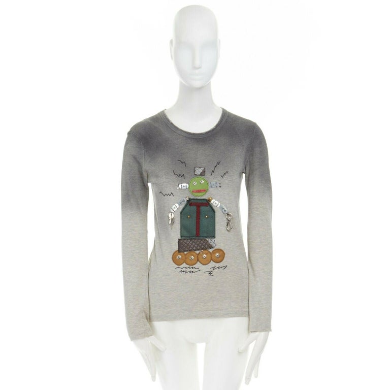 PRADA leather robot hardware embellished grey gradient long sleeve