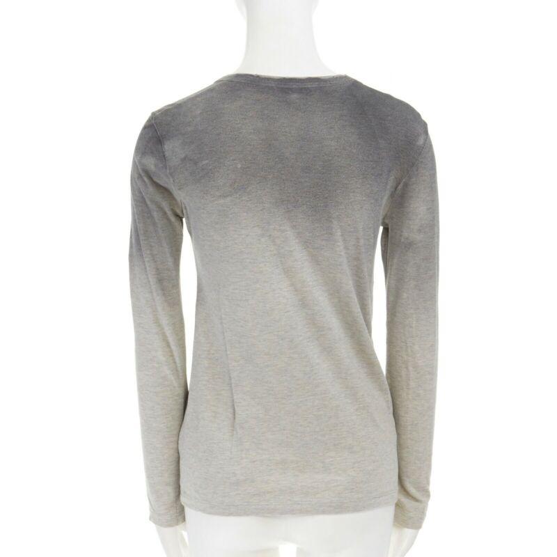 Women's PRADA leather robot hardware embellished grey gradient long sleeve top XS For Sale