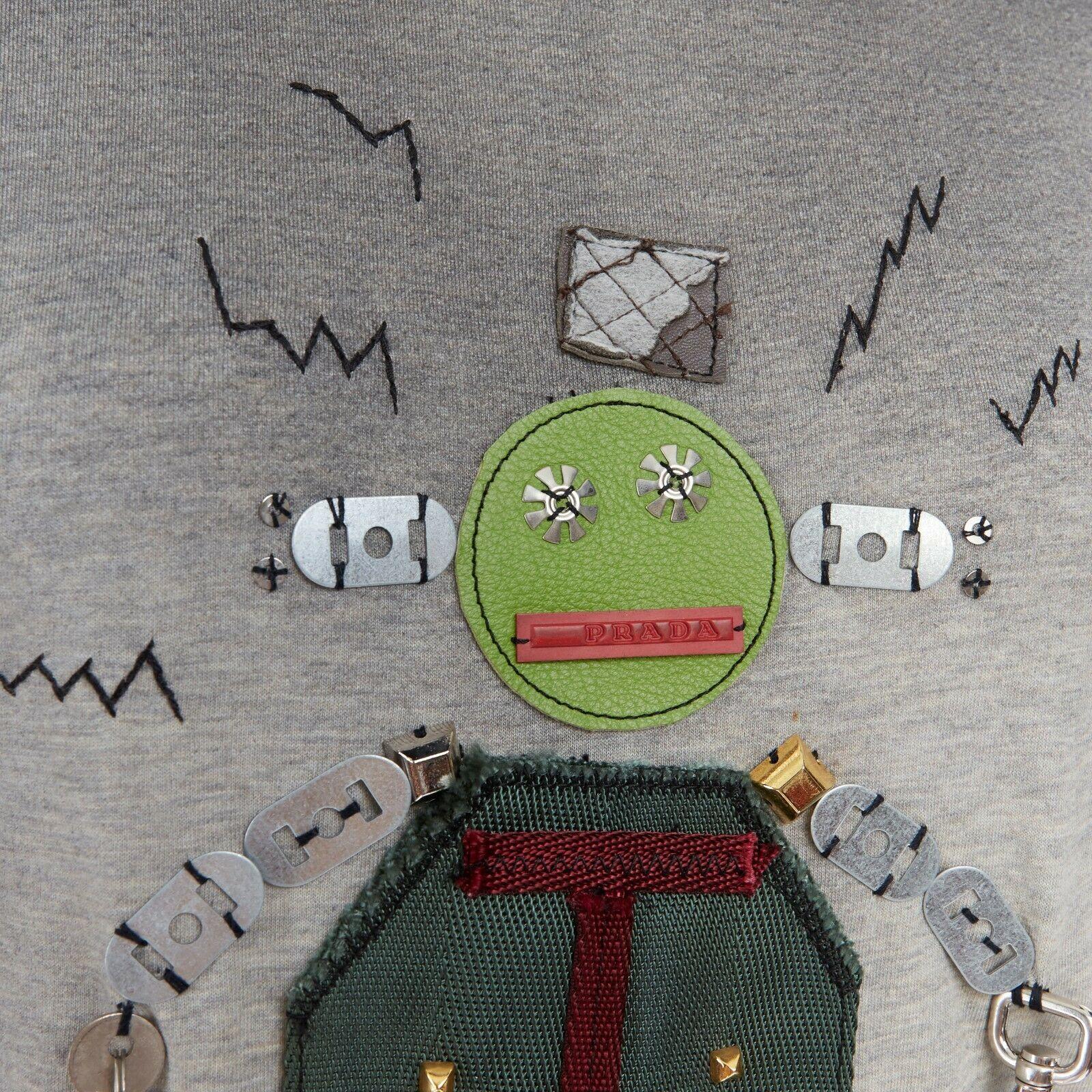 PRADA top a maniche lunghe grigio sfumato impreziosito da hardware robotico XS 3