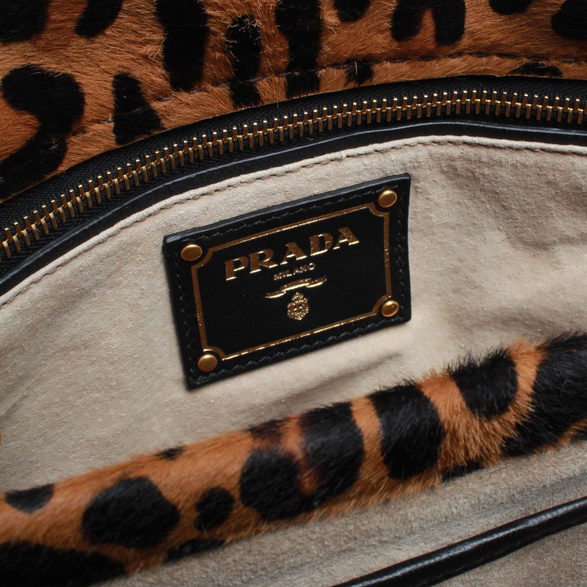 Black PRADA Leopard Print Handbag For Sale