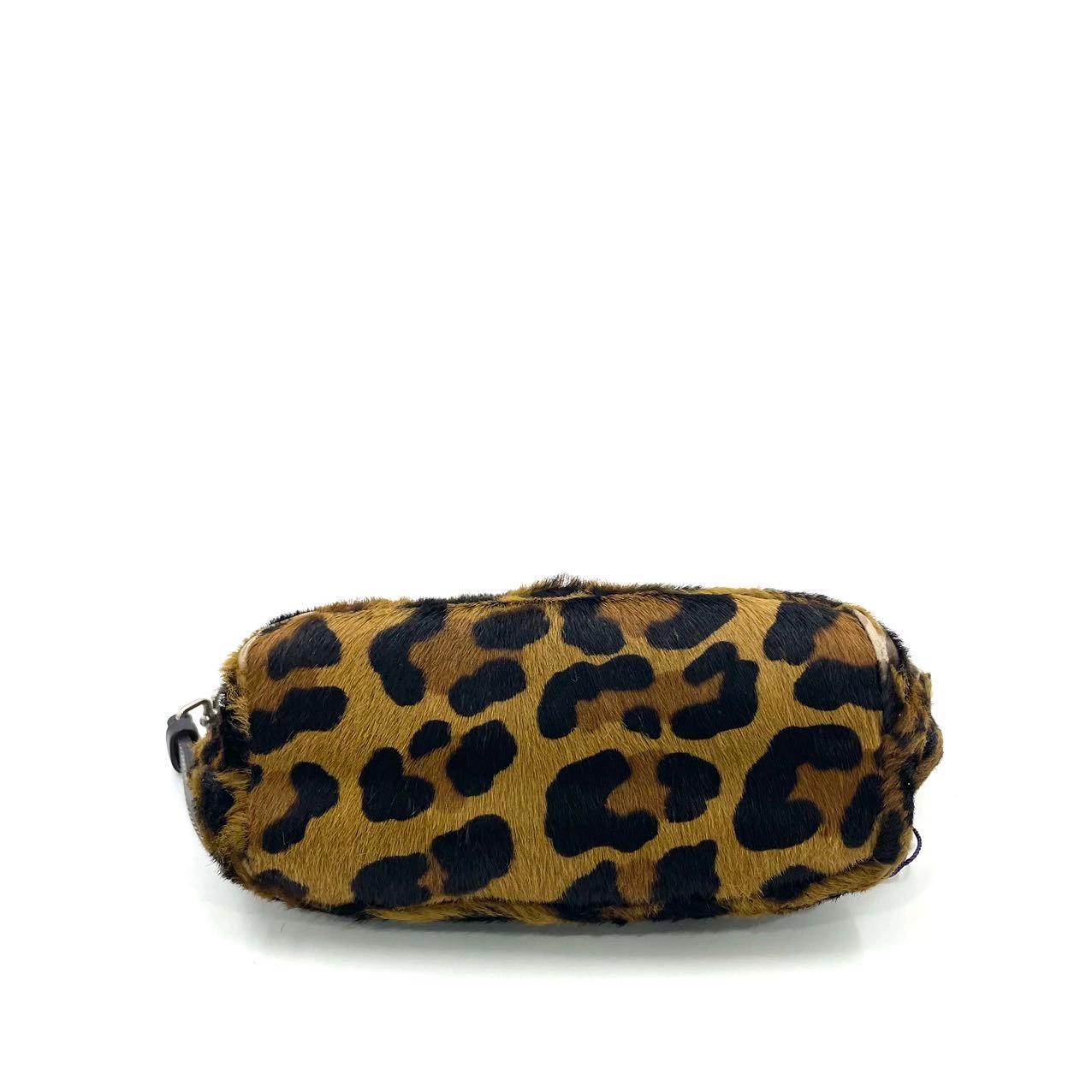 Prada Leopard Print Pony-style Calfskin Mini Clutch in vendita 2
