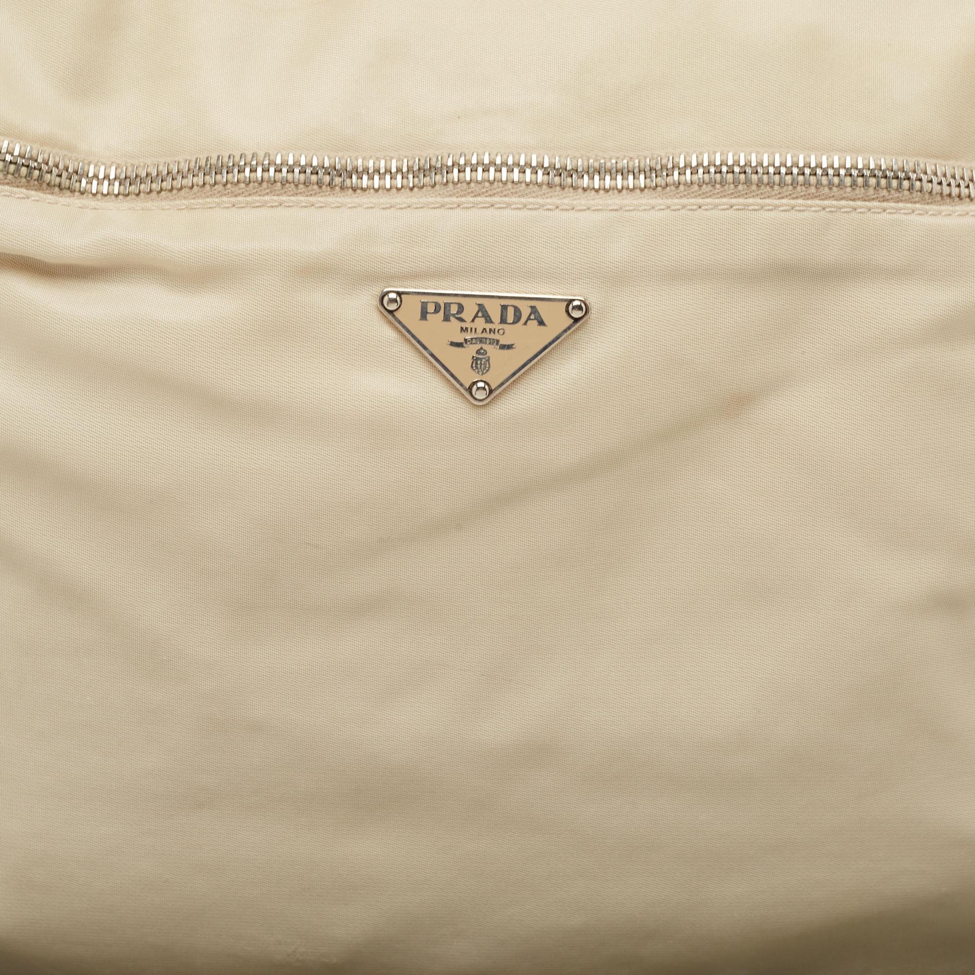 Prada Light Beige Nylon Messenger Bag For Sale 6