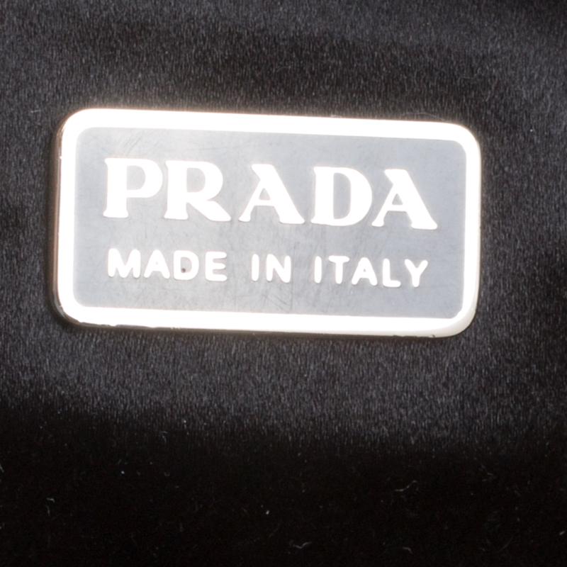 Prada Light Beige Satin Embroidered Shoulder Bag 7