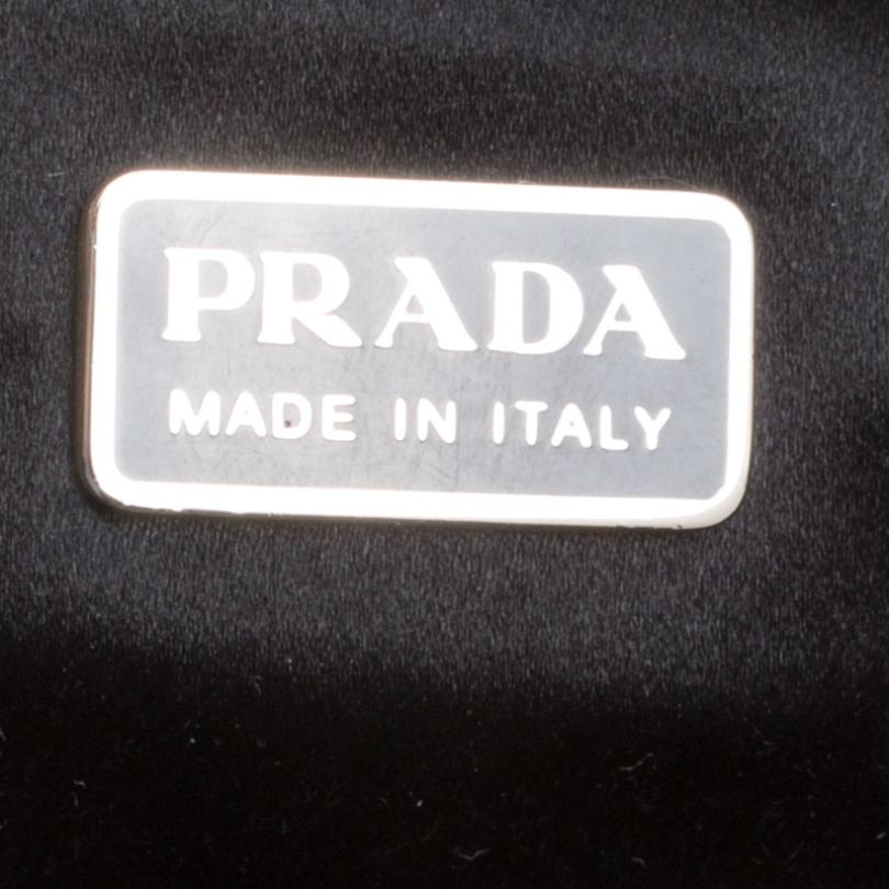 Prada Light Beige Satin Embroidered Shoulder Bag 4
