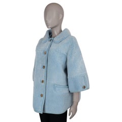 PRADA light blue 2019 SHEARLING FUR SHORT SLEEVE Jacket 40 S