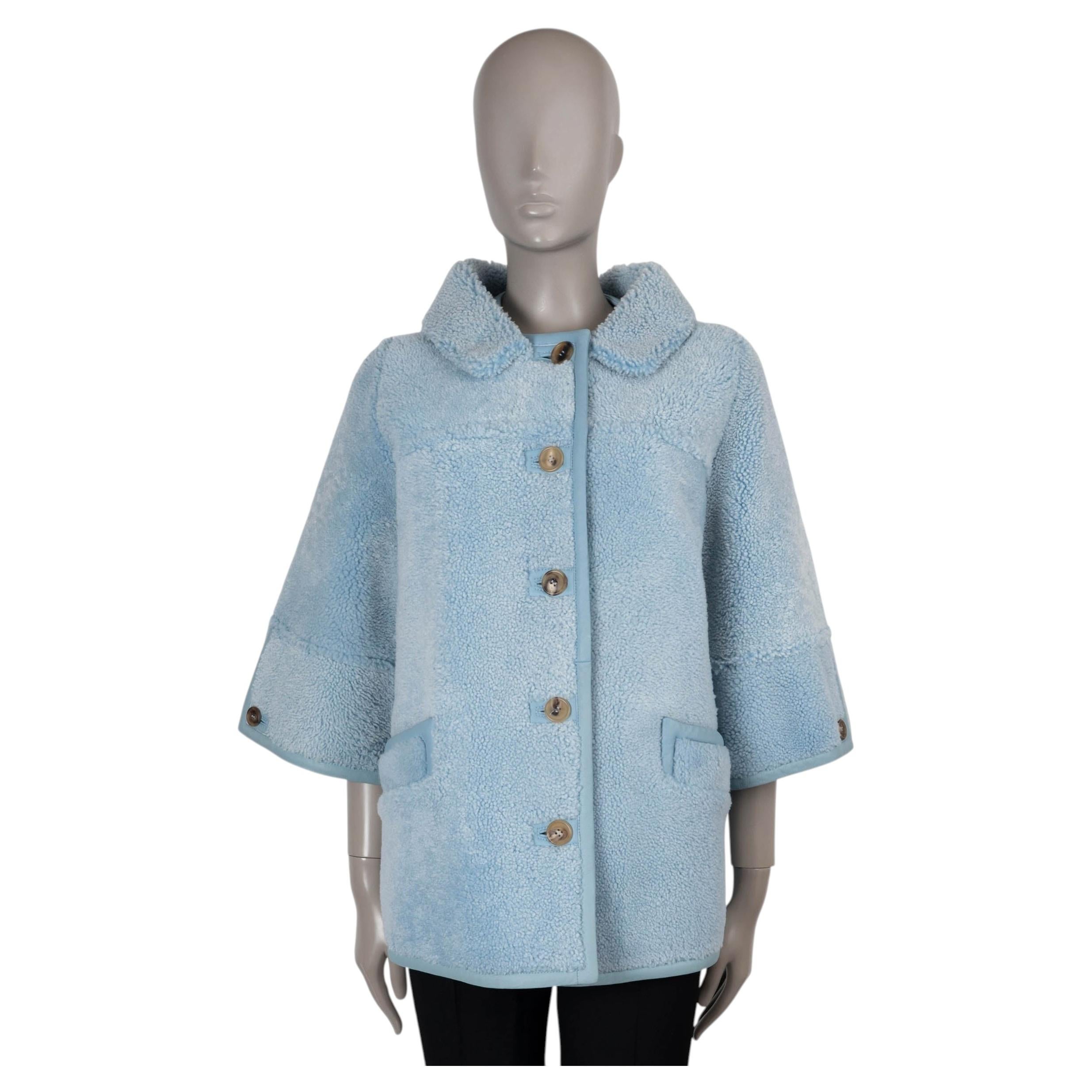 PRADA light blue 2019 SHEARLING FUR SHORT SLEEVE Jacket 40 S