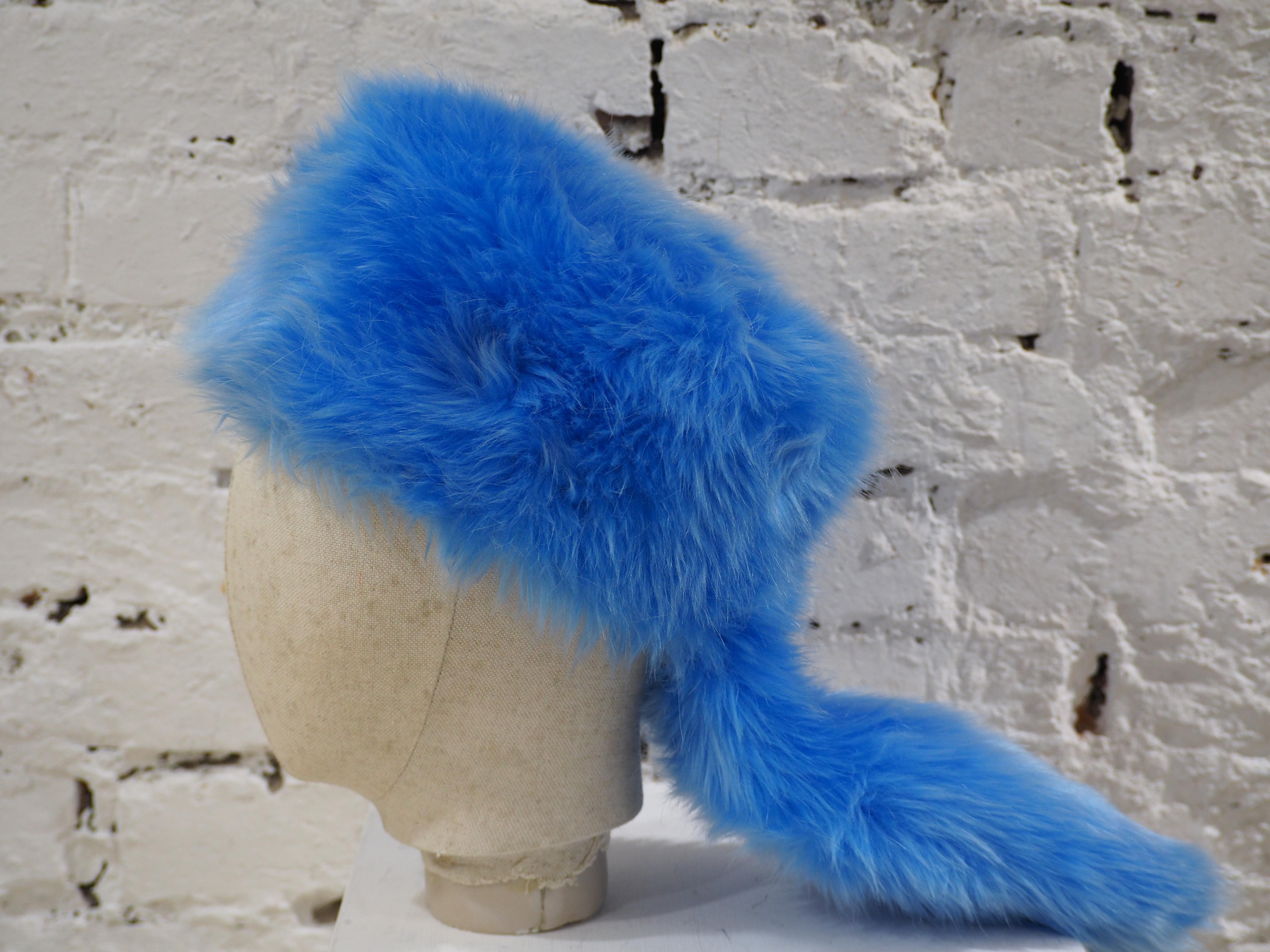 blue fur hat
