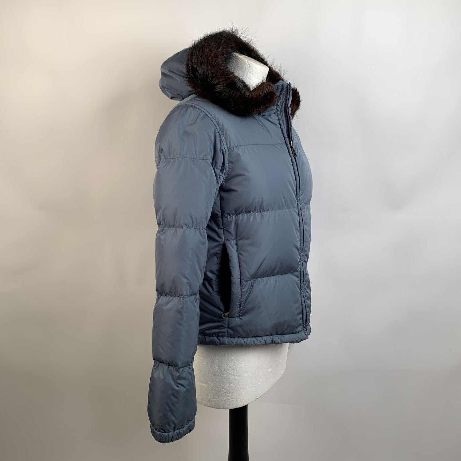 Women's Prada Light Blue Hooded Down Jacket Art. 280721 Size 40