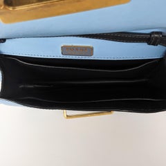 Prada Light Blue Leather Astrology Small Cahier Crossbody