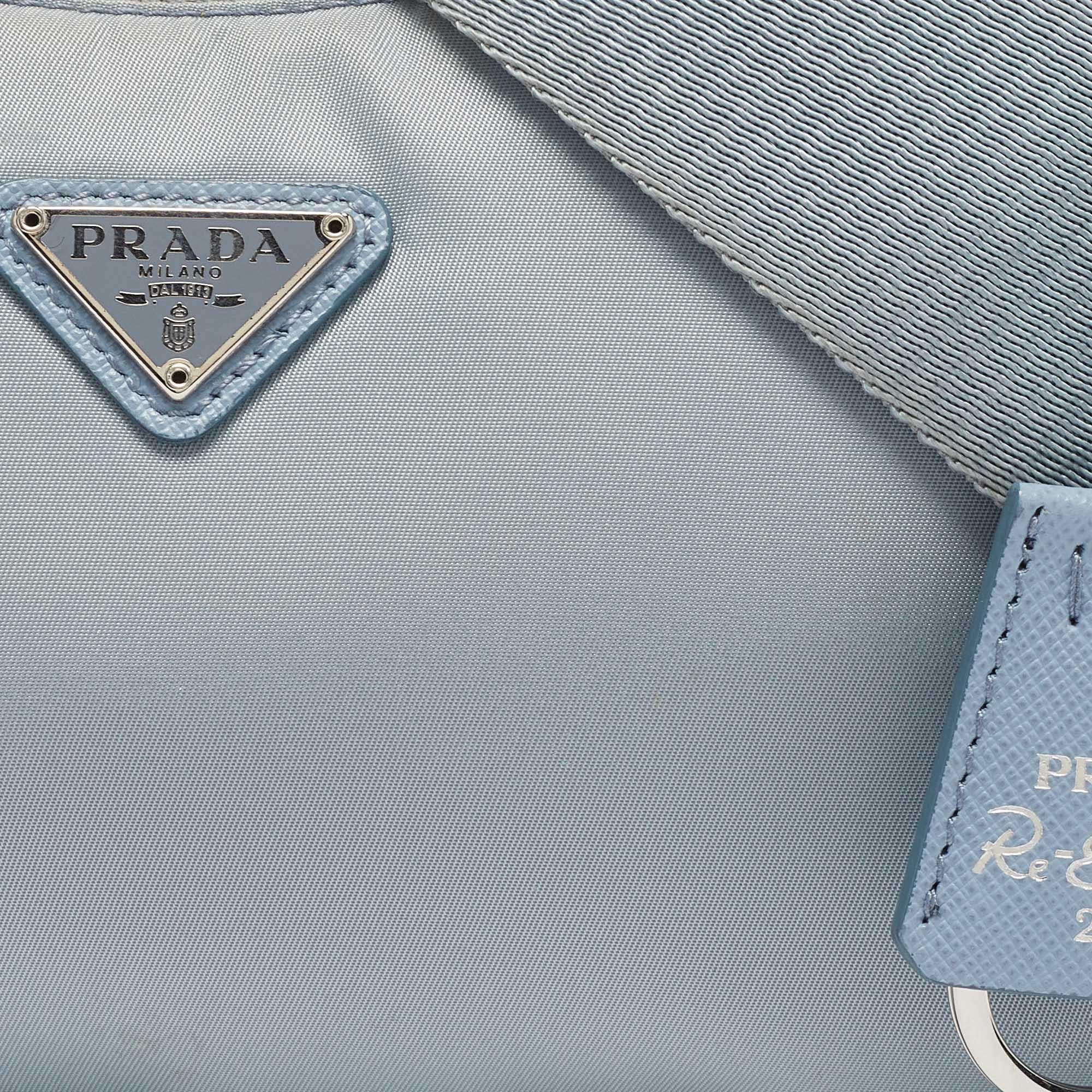 Prada Light Blue Nylon and Leather Re-Edition 2005 Baguette Bag 1