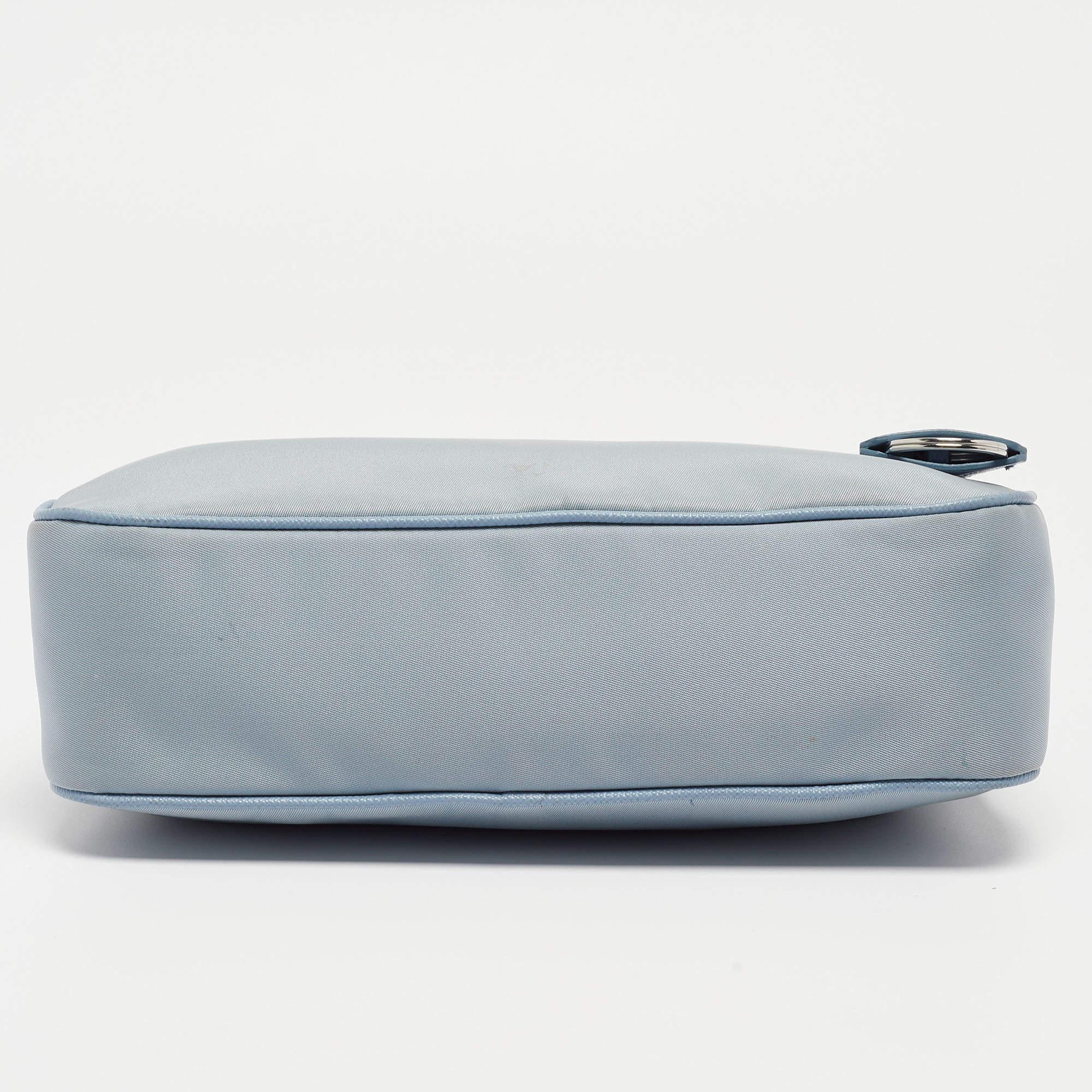 Prada Light Blue Nylon and Leather Re-Edition 2005 Baguette Bag 2