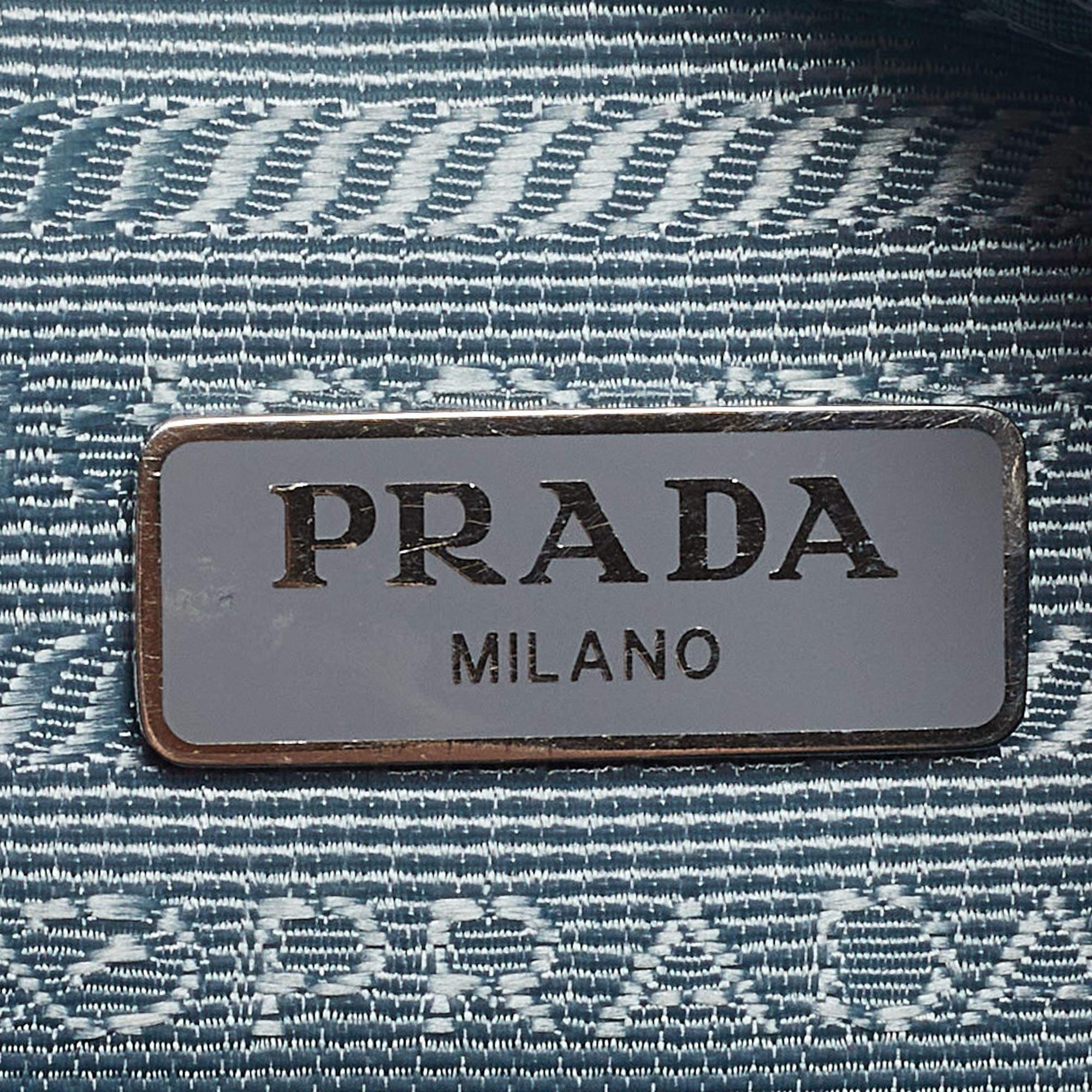 Prada Light Blue Nylon and Leather Re-Edition 2005 Baguette Bag 4