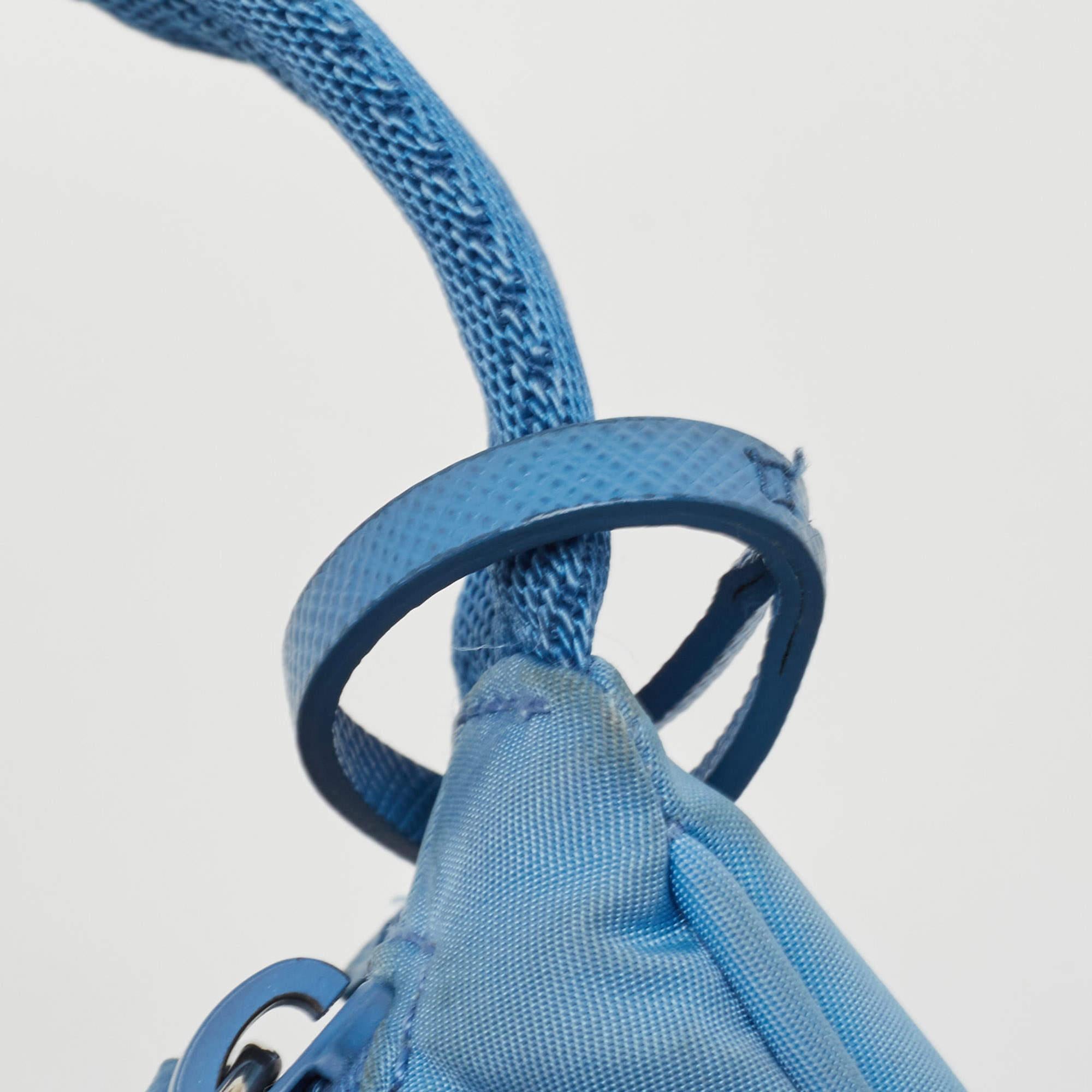Prada Light Blue Nylon Re-Edition 2000 Baguette Bag For Sale 1