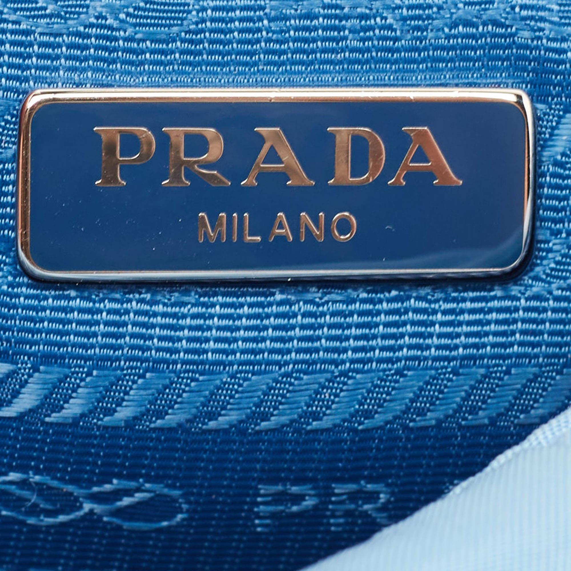 Prada Light Blue Nylon Re-Edition 2000 Baguette Bag For Sale 4