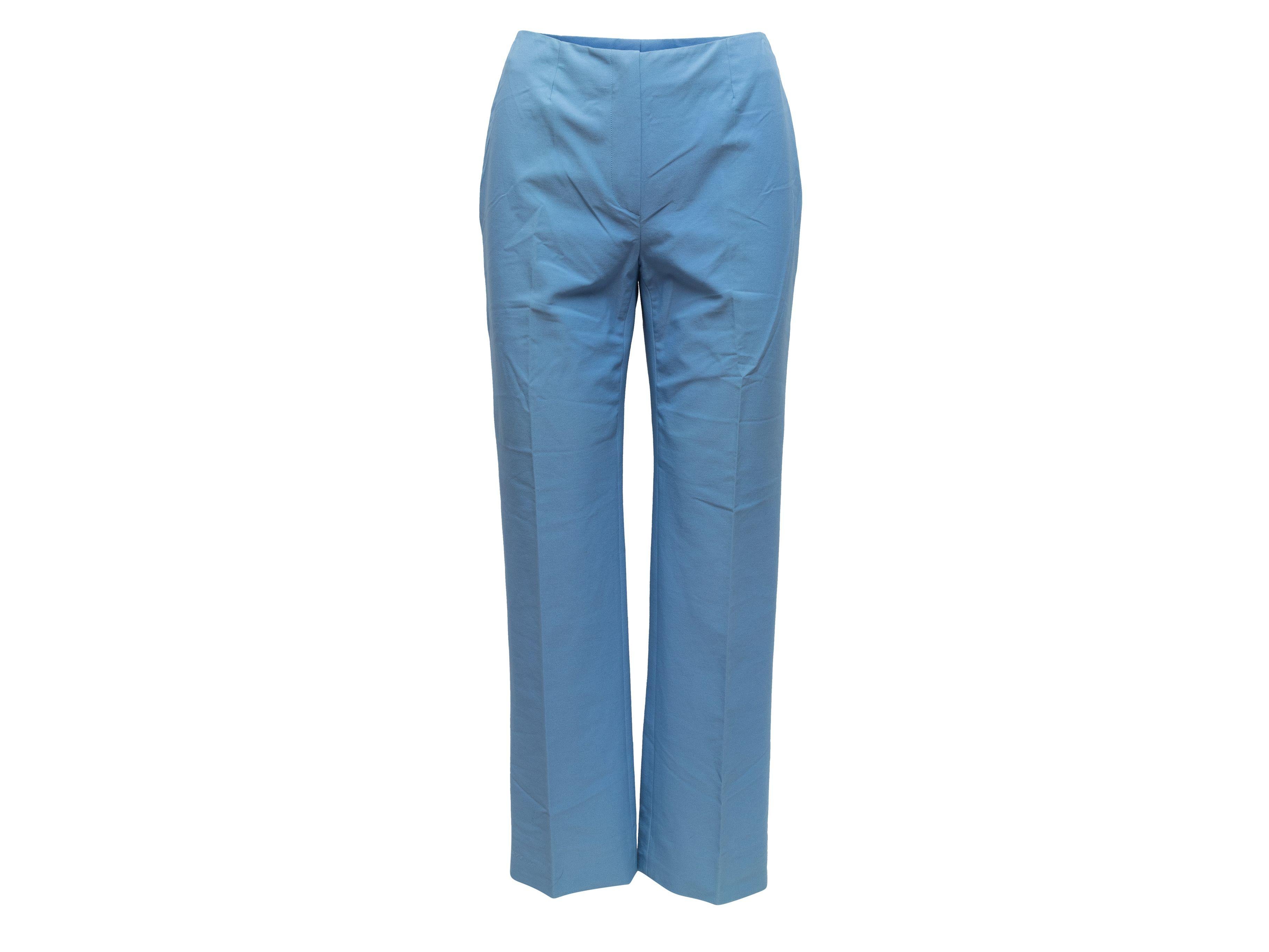 Prada Light Blue Nylon Straight-Leg Pants 1