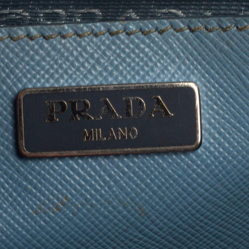 Prada Light Blue Saffiano Leather Mini Galleria Double Zip Tote 8