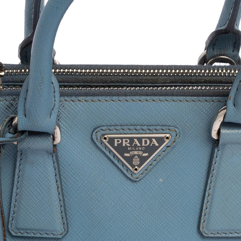 Prada Baby Blue Saffiano Lux Leather Small Galleria Double Zip Tote at  1stDibs