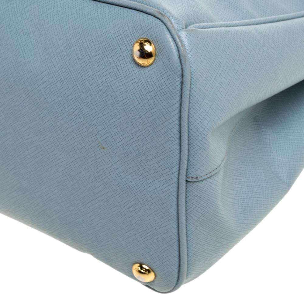 Prada Hellblaue offene Galleria-Tasche aus Saffiano-Leder 4