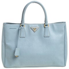 Prada Light Blue Saffiano Leather Open Galleria Tote