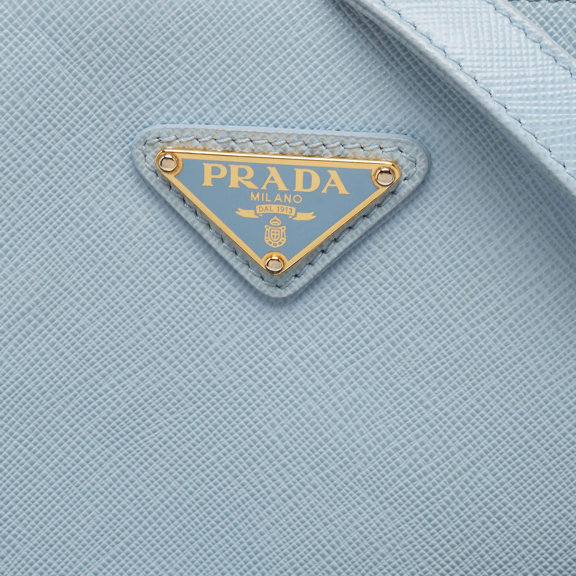 Prada Light Blue Saffiano Leather Triangle Shoulder Bag 3