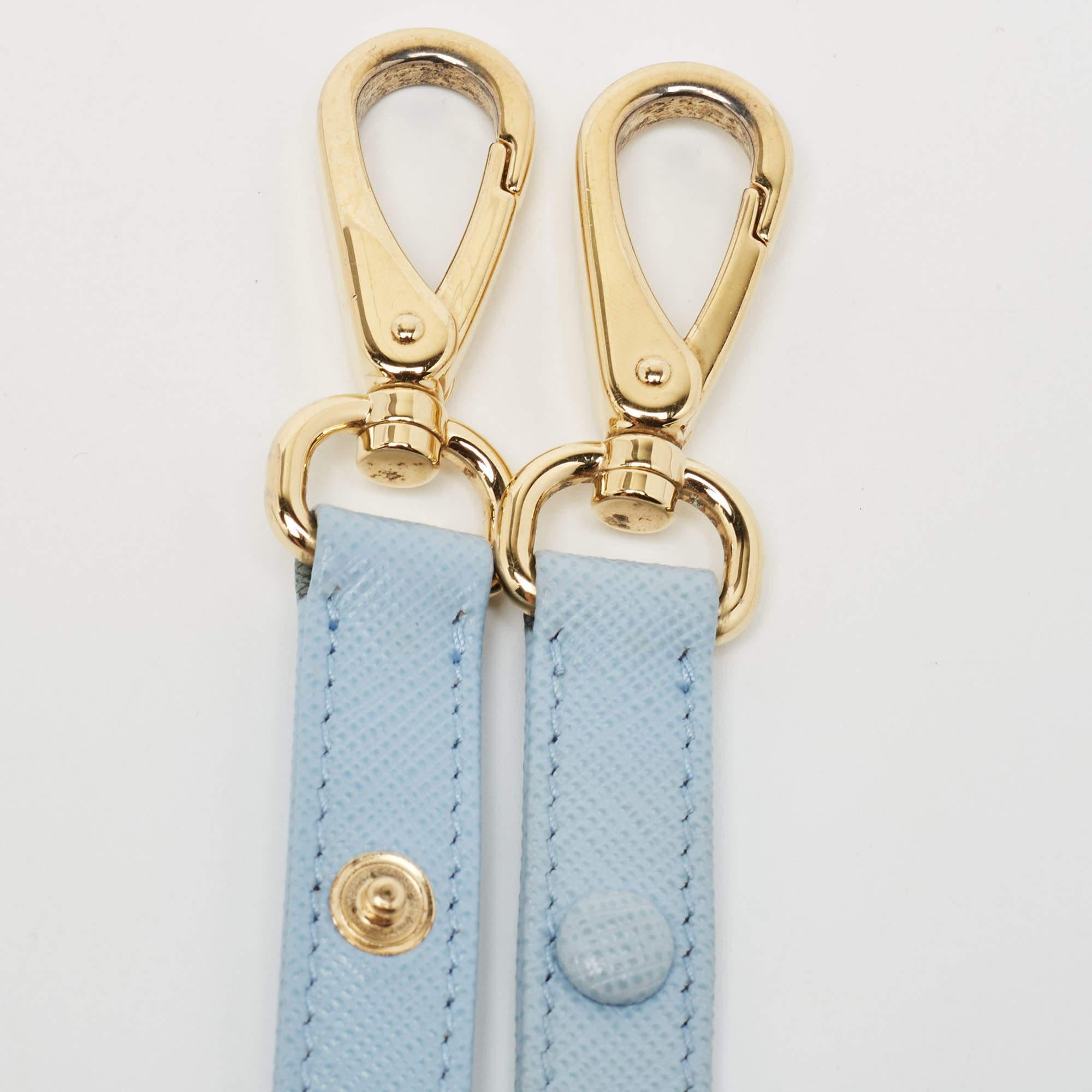 Prada Light Blue Saffiano Leather Triangle Shoulder Bag 4