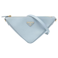 Prada Light Blue Saffiano Leather Triangle Shoulder Bag