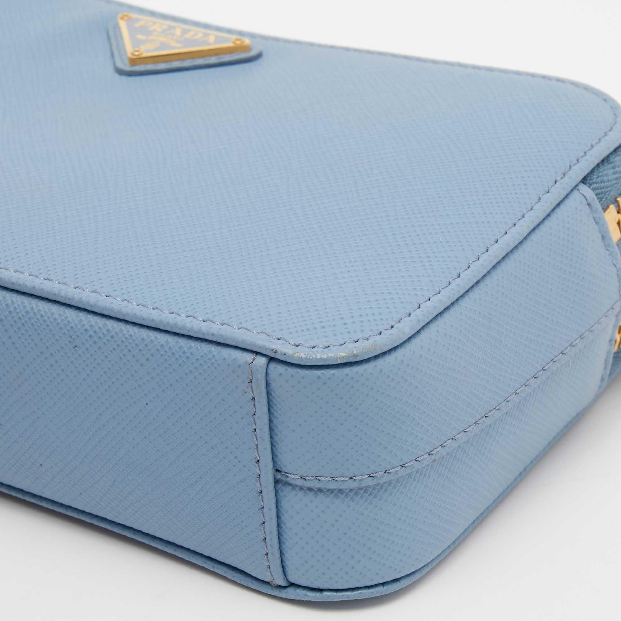 Prada Light Blue Saffiano Lux Leather Crossbody Bag 4